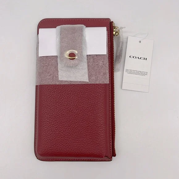 Coach CJ866 Essential Phone Wallet Brass/Enamel Red - Picture 11 of 14